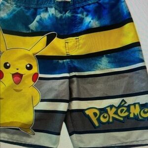 Kids Swim Trunks with Blue and Yellow Stripes